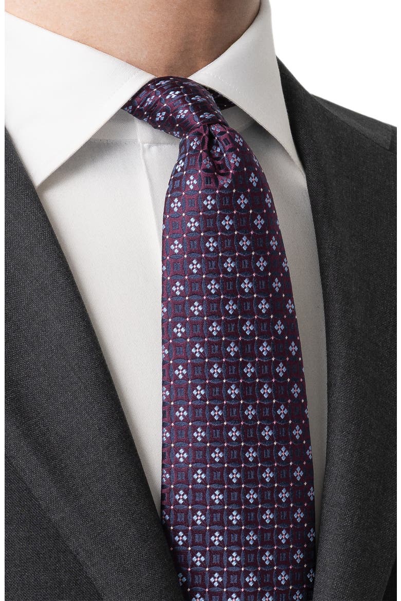 Floral Medallion Silk Tie, Alternate, color, DARK PURPLE