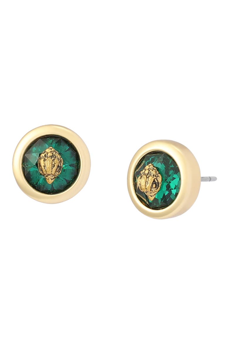 Round Stone Stud Earrings, Main, color, GREEN