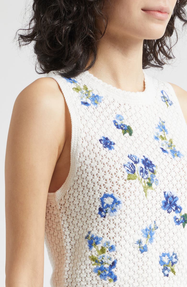 Alice + Olivia Amity Floral Embroidered Wool Blend Sweater Tank, Alternate, color, Fleur De Paris