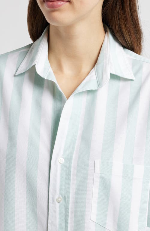 Frank & Eileen Shirley Stripe Oversize Button-up Shirt In Wide Sage Stripe