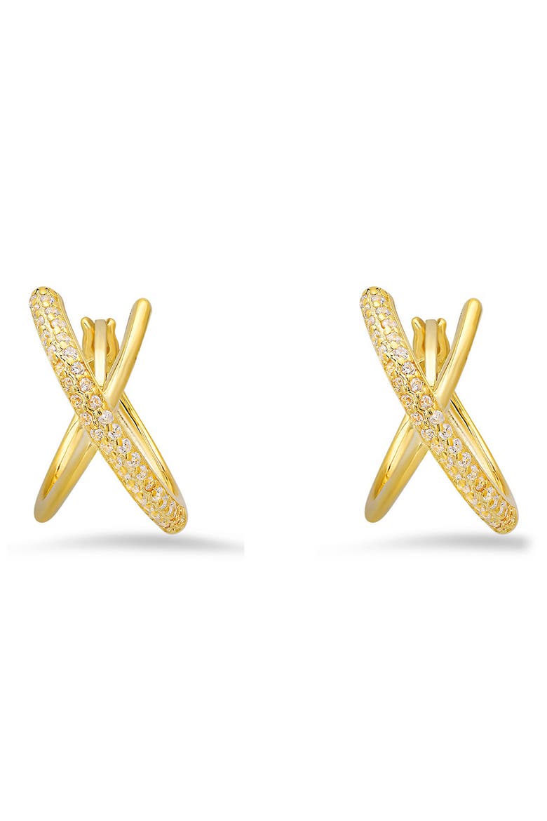 'X' Cubic Zirconia Hoop Earrings, Main, color, GOLD
