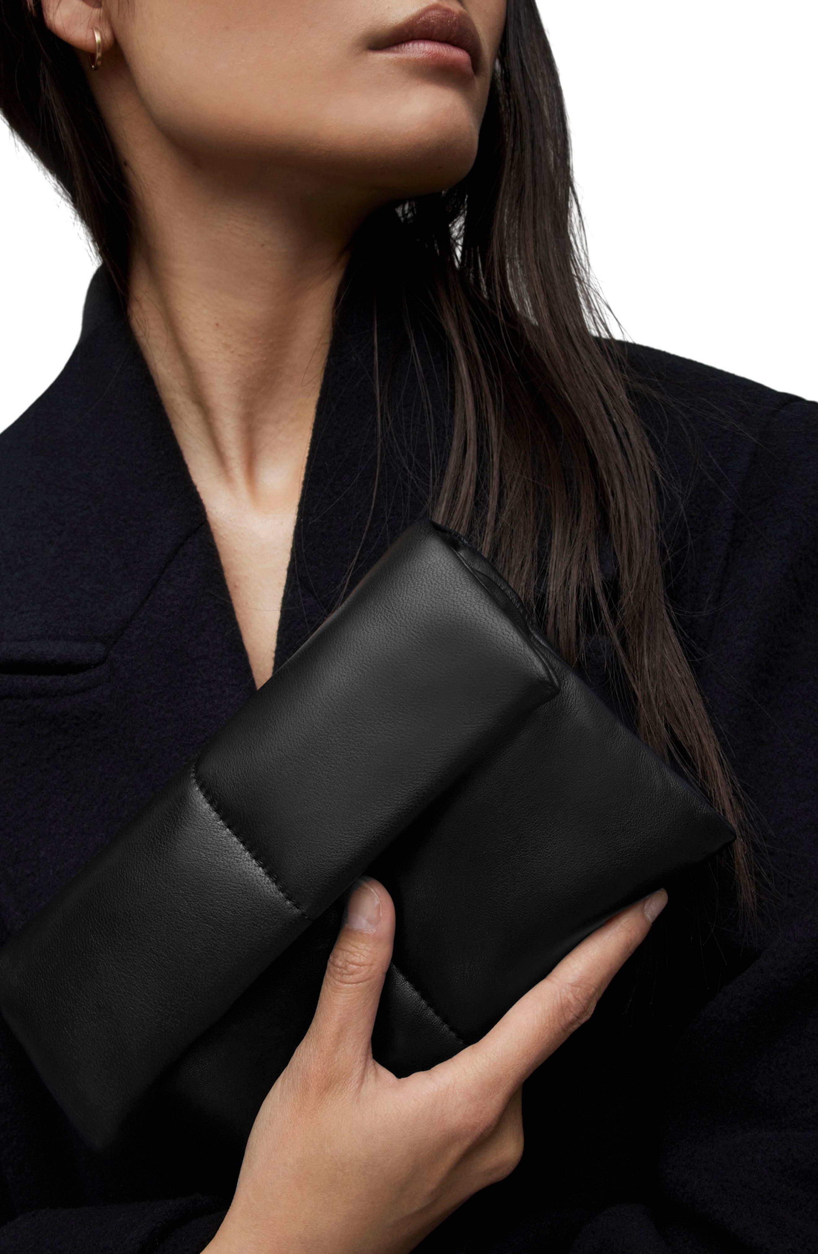 AllSaints Ezra Logo Strap Leather Crossbody Bag, Alternate, color, 