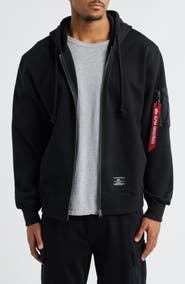Alpha Industries Utility Pocket Cotton Fleece Zip Hoodie