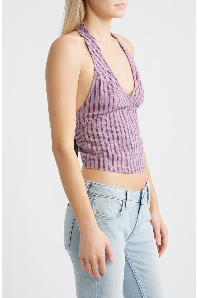Quinn Stripe Linen Halter Top, Alternate, color, PURPLE STRIPE