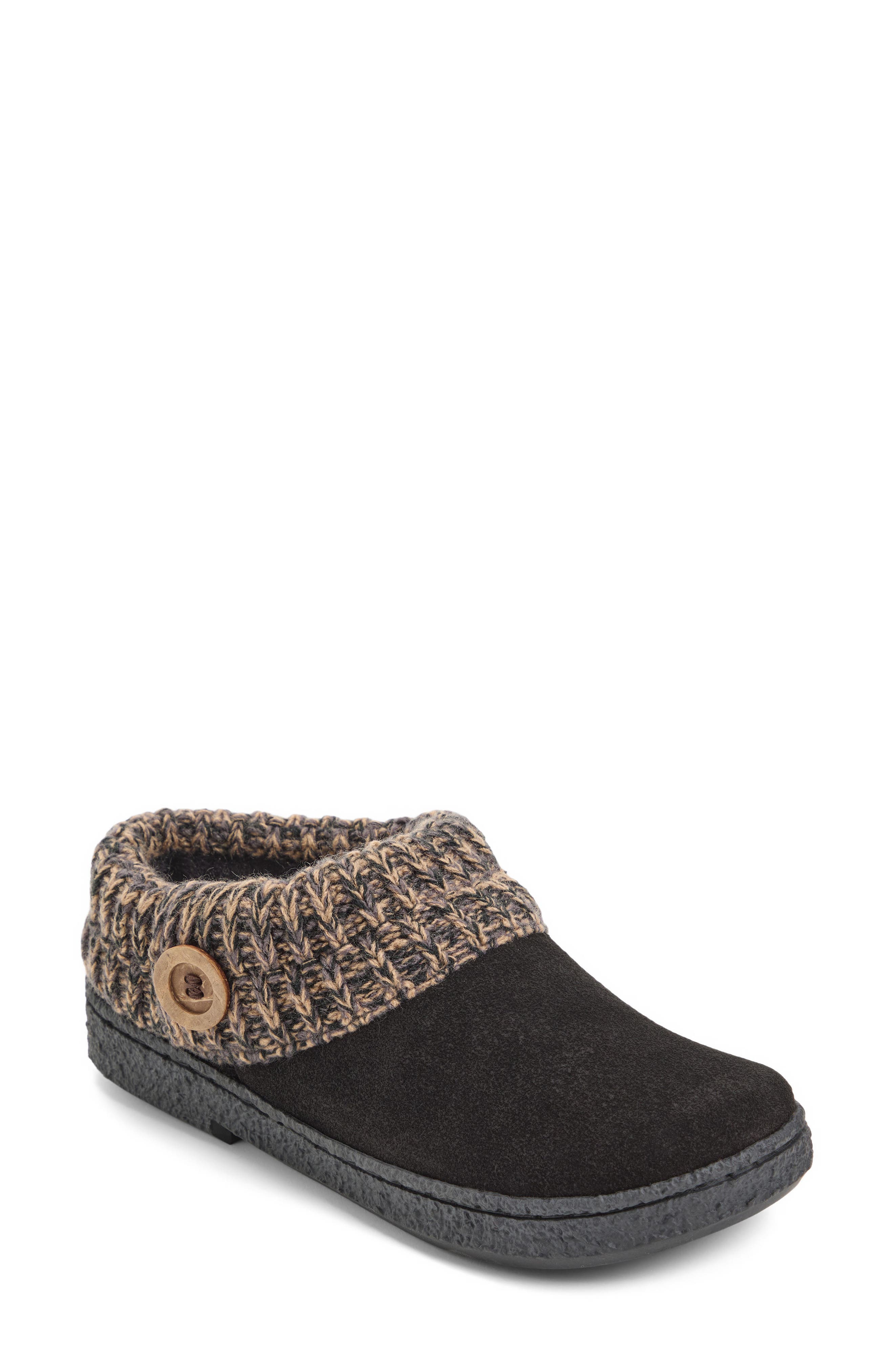 Knit Trim Suede Clog