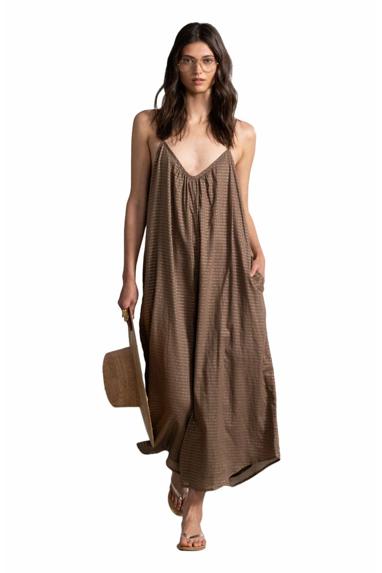 Resort Swim Cover Up Long Jumpsuit, Main, color, Khaki