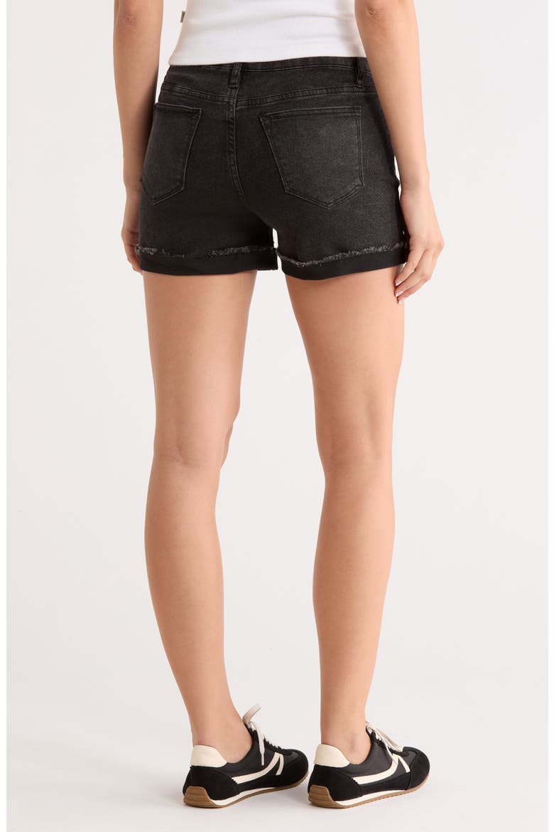 Mid Rise Cuffed Denim Shorts, Alternate, color, WASHED BLACK