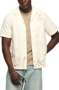 Lucky Brand Embroidered Cotton Camp Shirt
