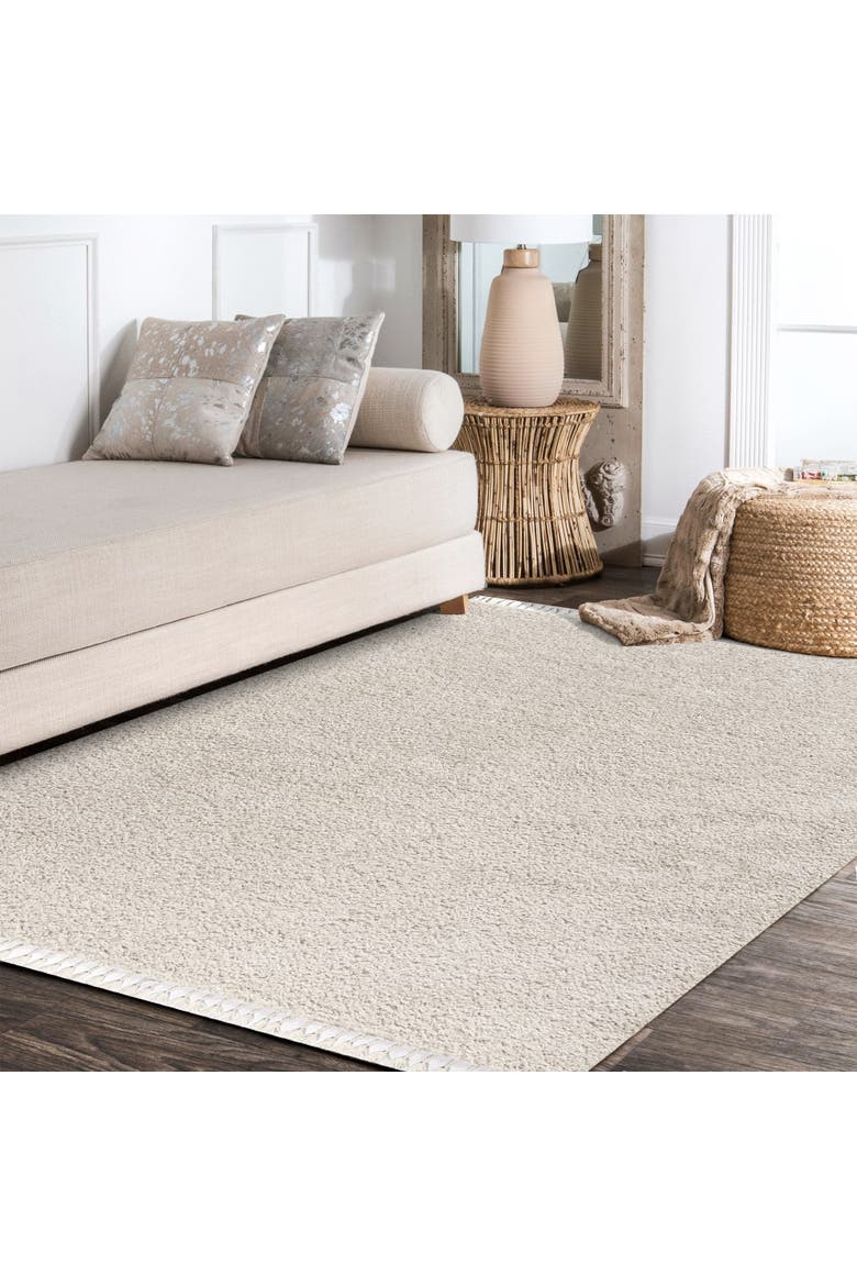 Mercer Shag Plush Tassel Area Rug, Alternate, color, Cream