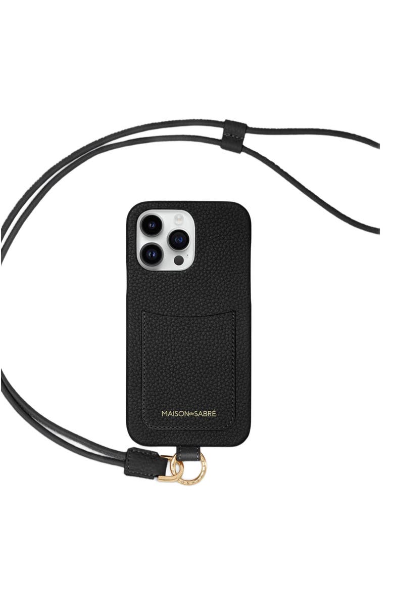 MAISON de SABRÉ Sling Phone Case, Main, color, Black Caviar