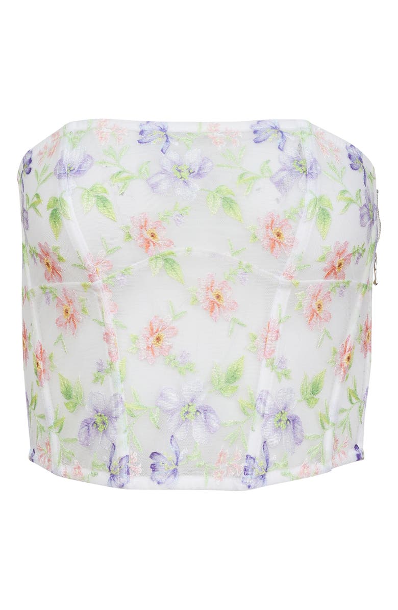 Fleur Du Mal Elara Embroidered Corset Top, Main, color, Ivory
