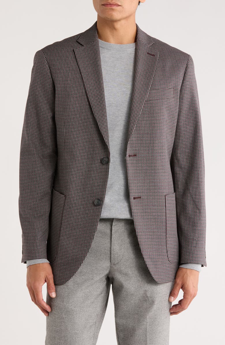 NORDSTROM RACK Gingham Knit Sport Coat, Main, color, Burgundy- Black Gingham