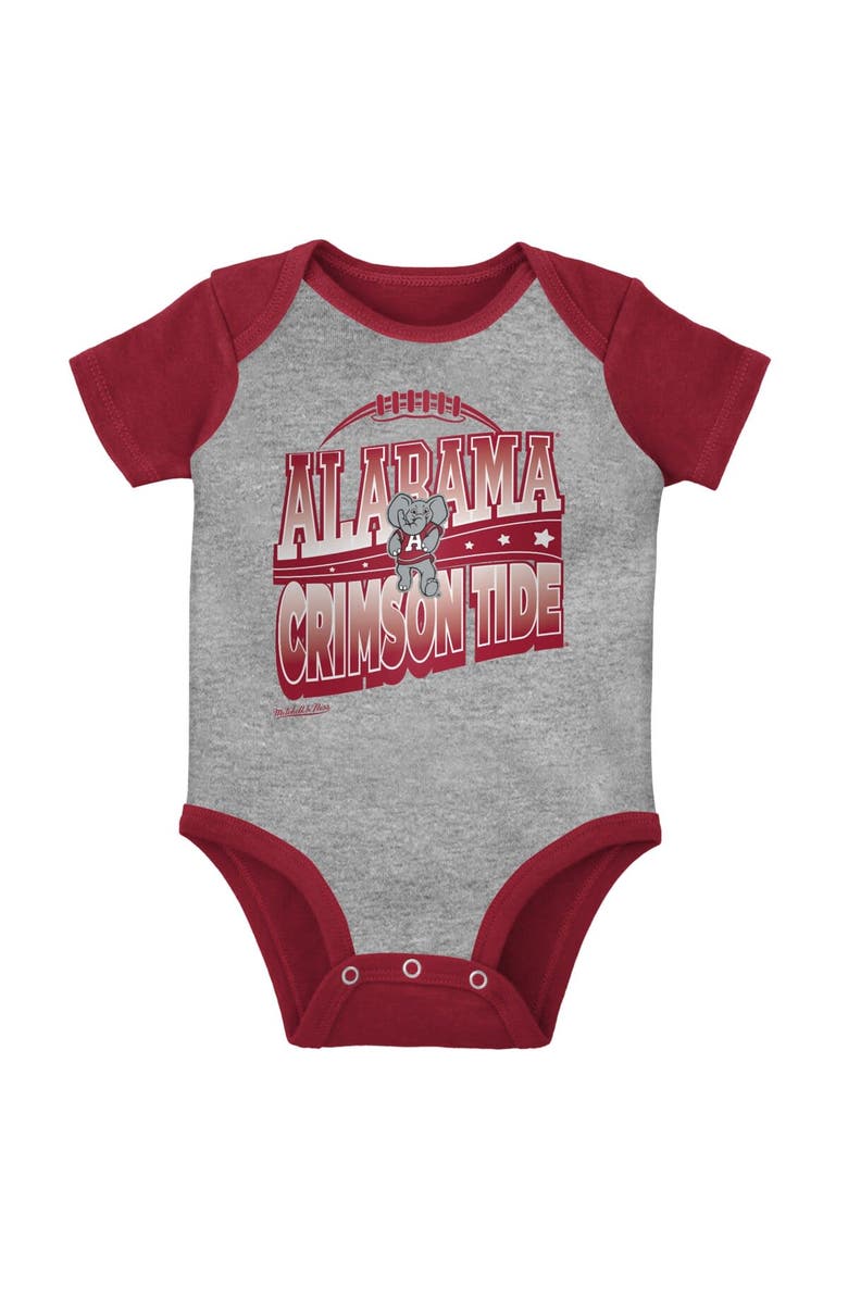 Mitchell & Ness Infant Mitchell & Ness Crimson/Heather Gray Alabama Crimson Tide 3-Pack Bodysuit, Bib and Bootie Set, Alternate, color, Crimson