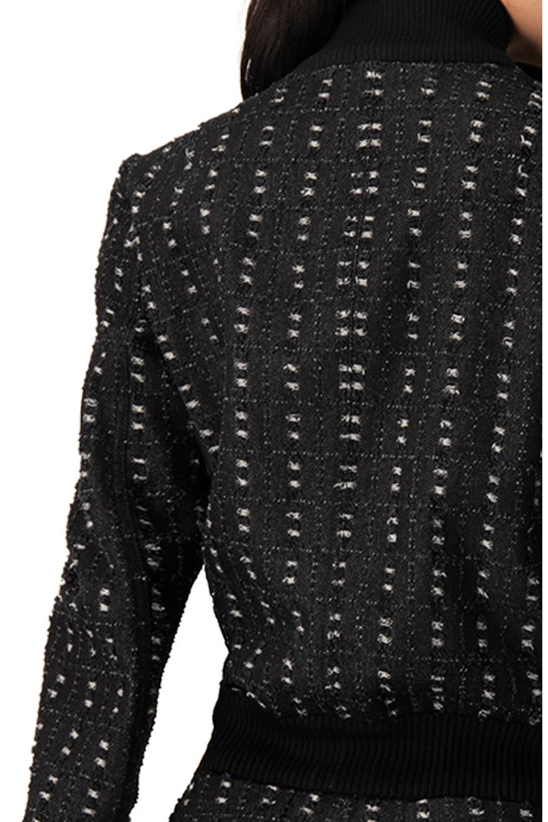 Textured Denim Bomber Jacket with Front Zip, Alternate, color, Black