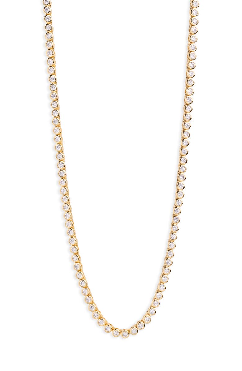 ARGENTO VIVO Cubic Zirconia Bezel Tennis Necklace, Main, color, Gold