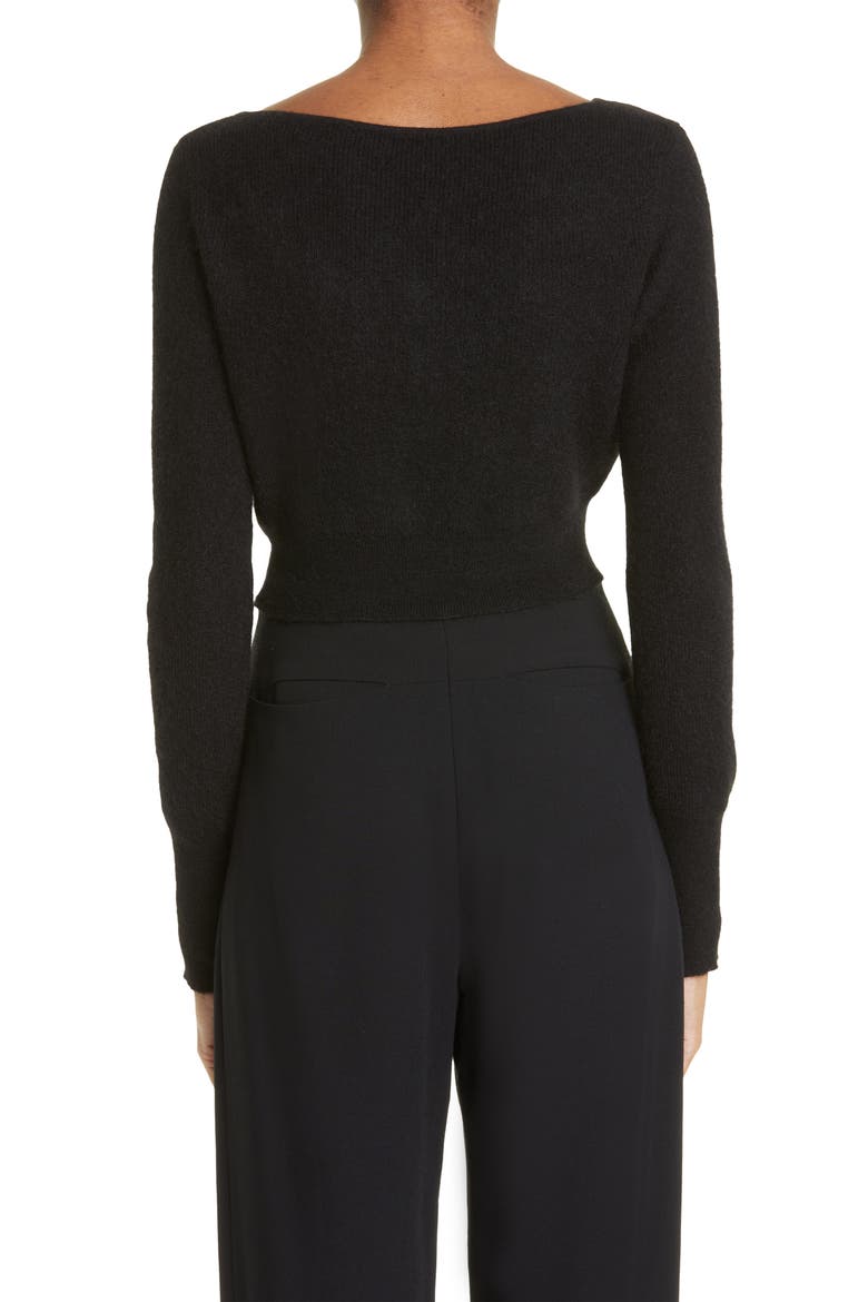 Alzou Mohair Blend Crop Cardigan, Alternate, color, BLACK