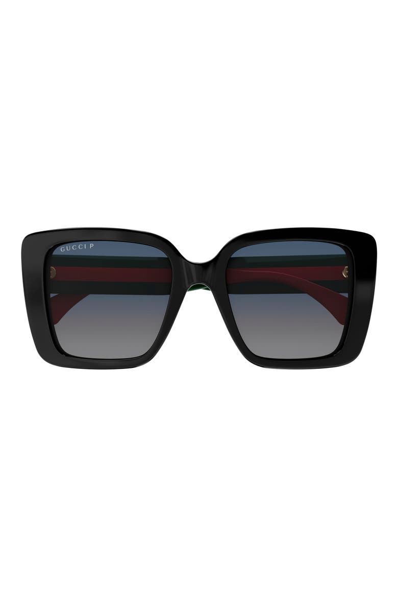 53mm Polarized Square Sunglasses, Main, color, BLACK