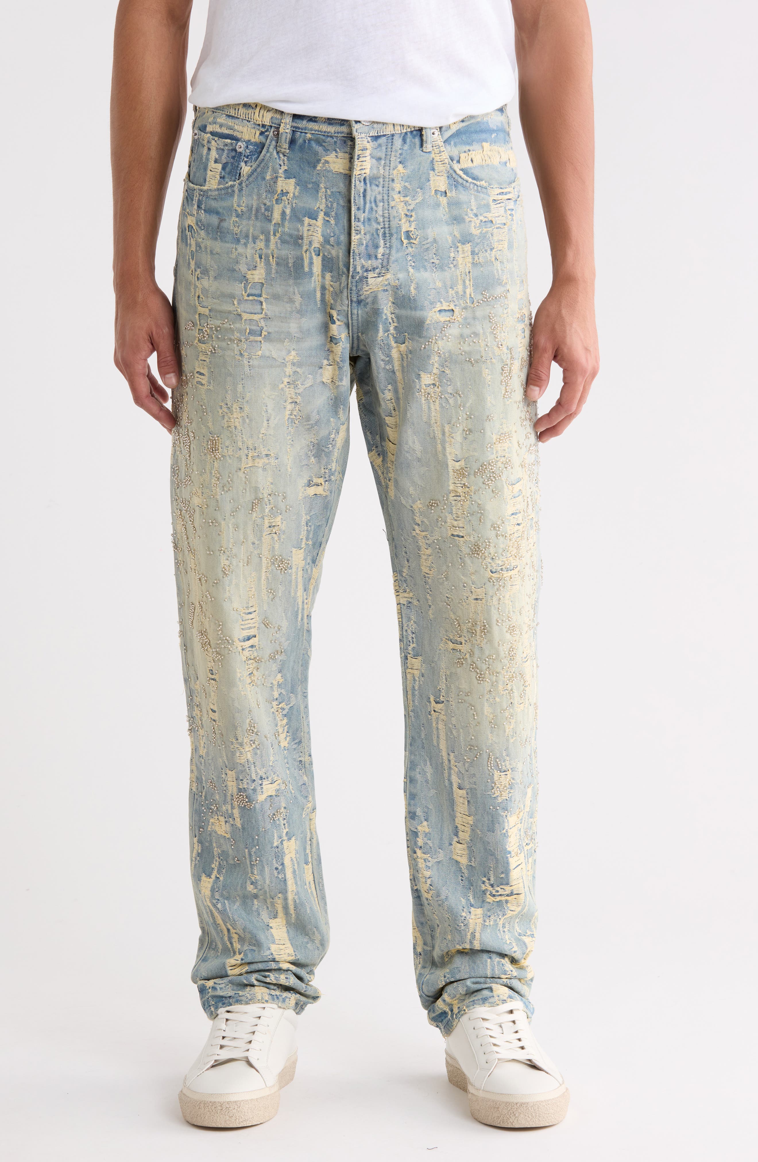 Bead Splatter Destroy Slim Jeans