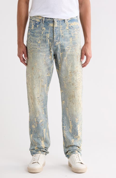 Bead Splatter Destroy Slim Jeans