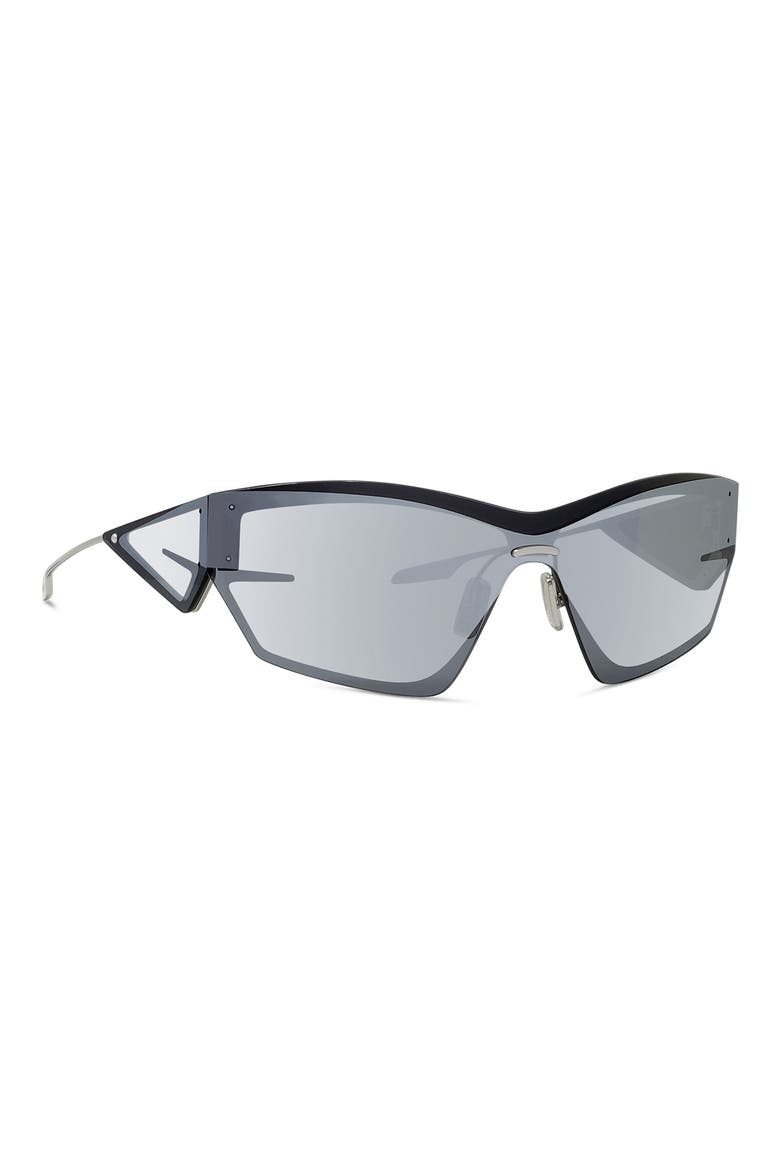Giv Cut 69mm Oversize Geometric Sunglasses, Alternate, color, SHINY PALLADIUM / SMOKE MIRROR