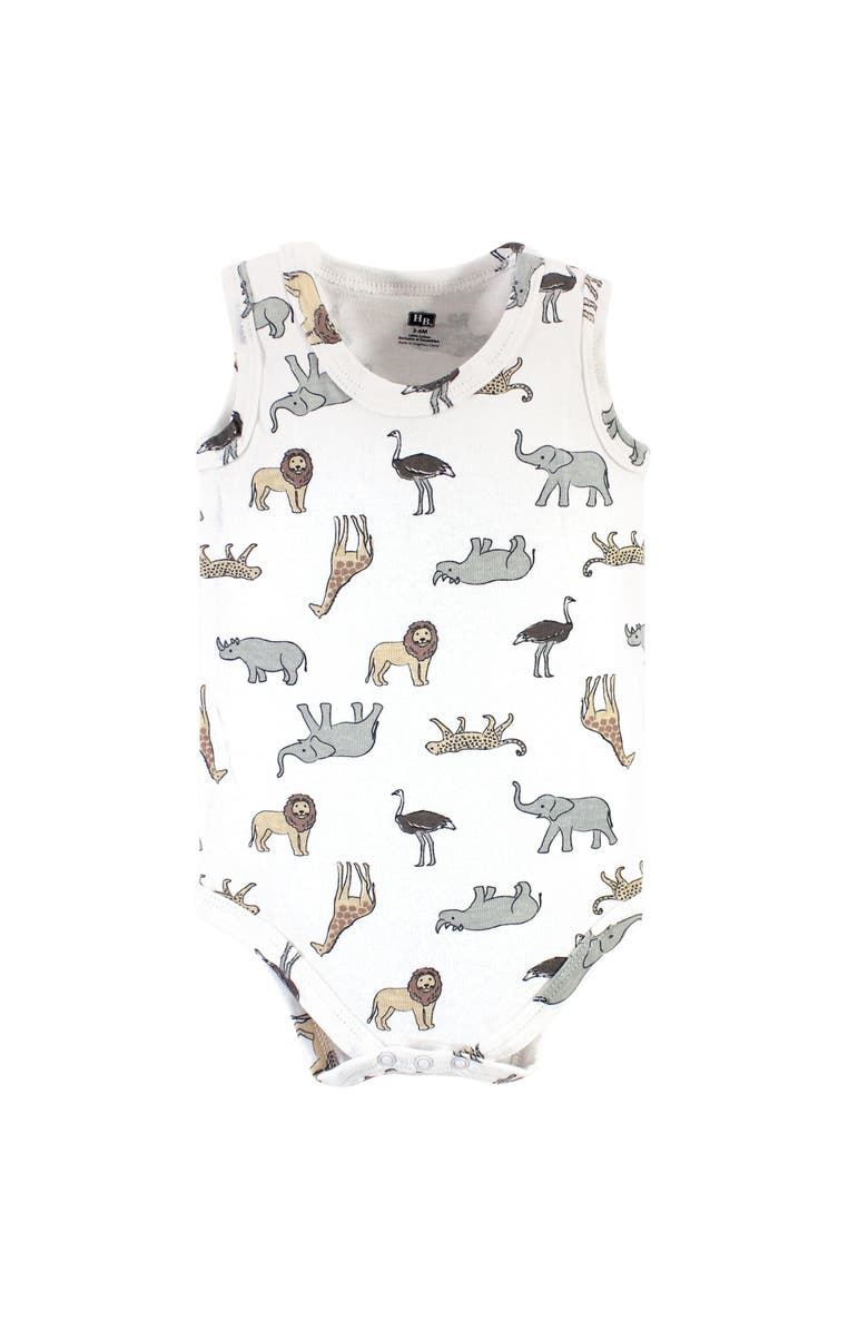Hudson Baby Cotton Tank-Style Bodysuits, Alternate, color, Wild Safari