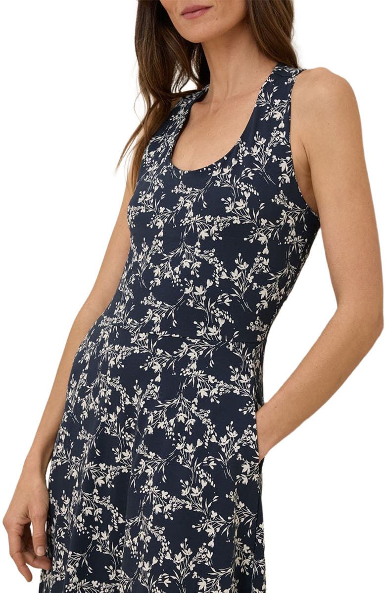 Pact Organic Cotton Fit & Flare Open Back Maxi Dress, Main, color, Bouquet Blooms Midnight Blue