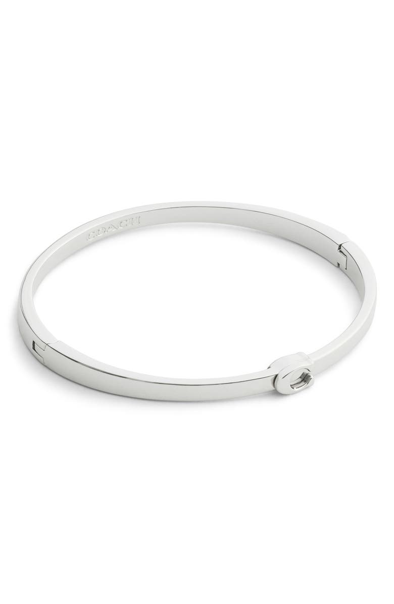 COACH Sculpted C Hinged Bangle, Alternate, color, Rhodium