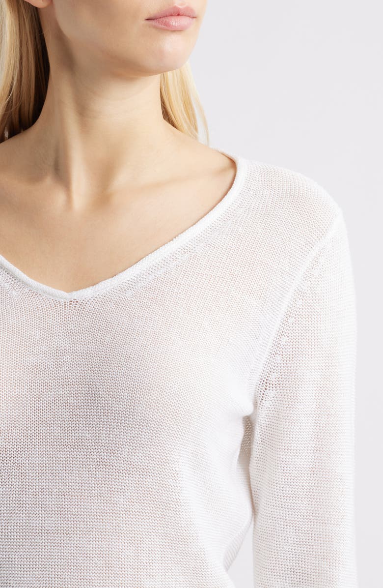 Tommy Bahama Cedar V-Neck Linen Sweater, Alternate, color, White