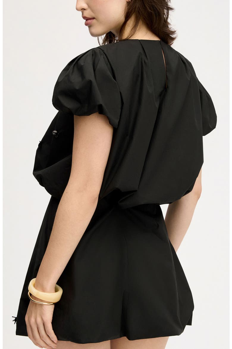Paillette Bubble Cotton Poplin Crop Top, Alternate, color, TRUE BLACK