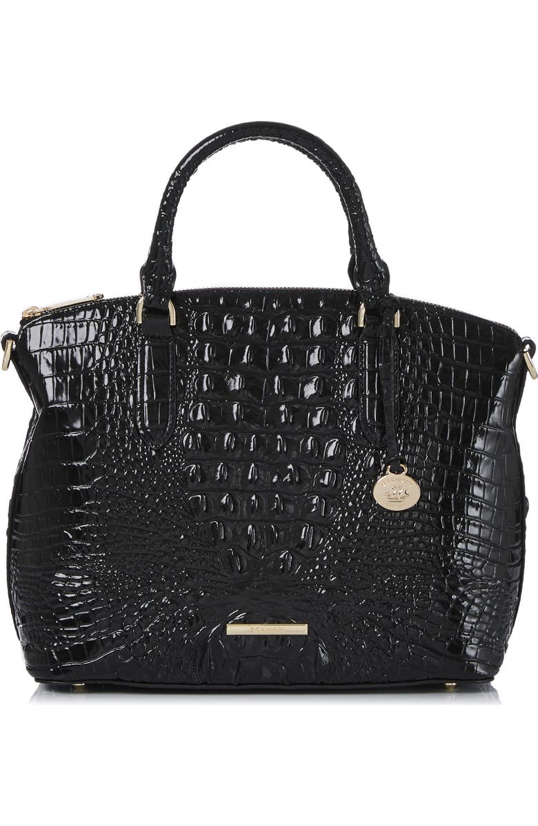 Brahmin Duxbury Croc Embossed Leather Satchel, Main, color, Black