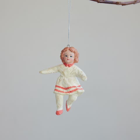 Paper Mache Vintage Girl Ornament