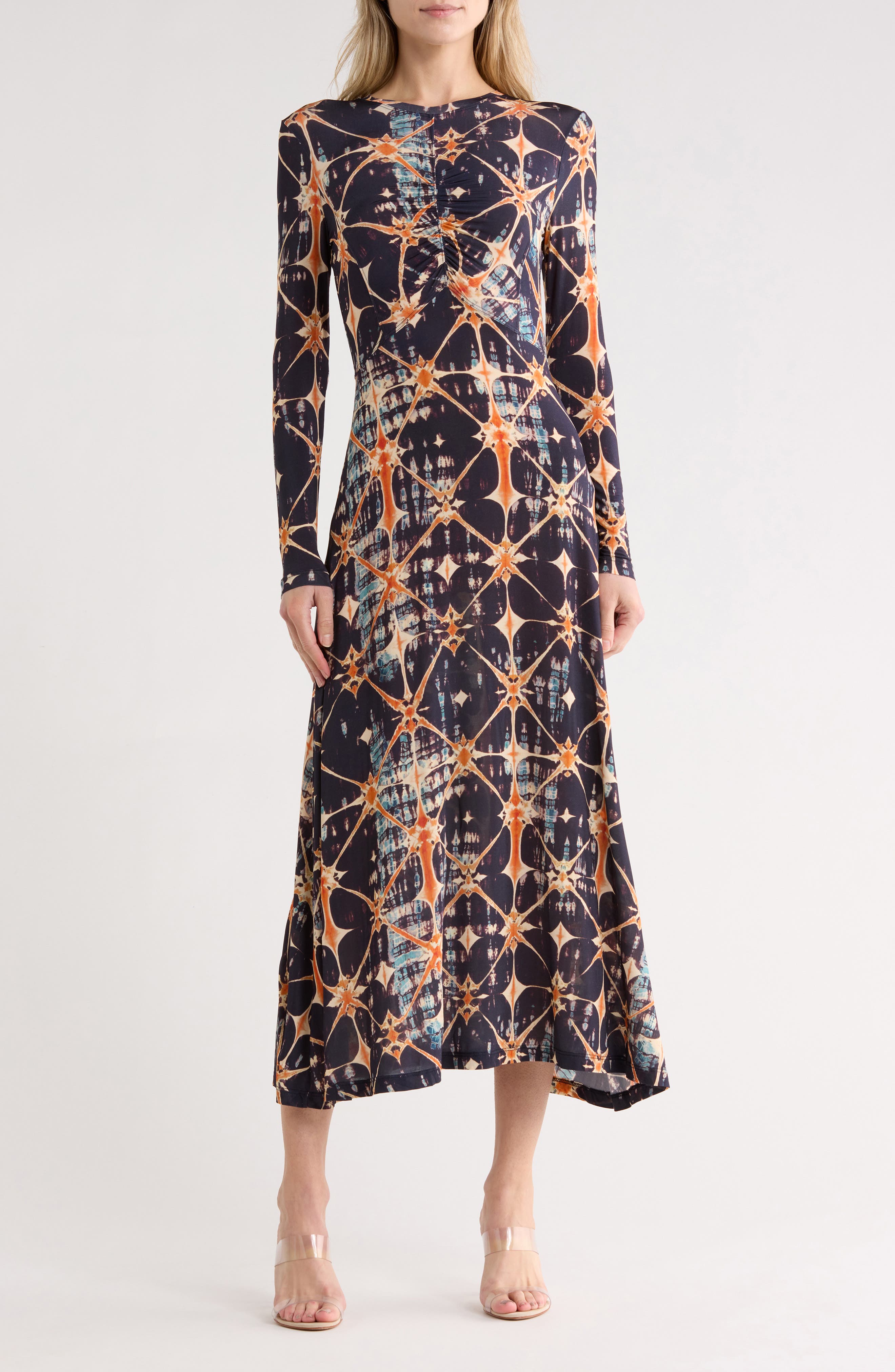 Ulla Johnson Naia Long Sleeve Ruched Midi Dress