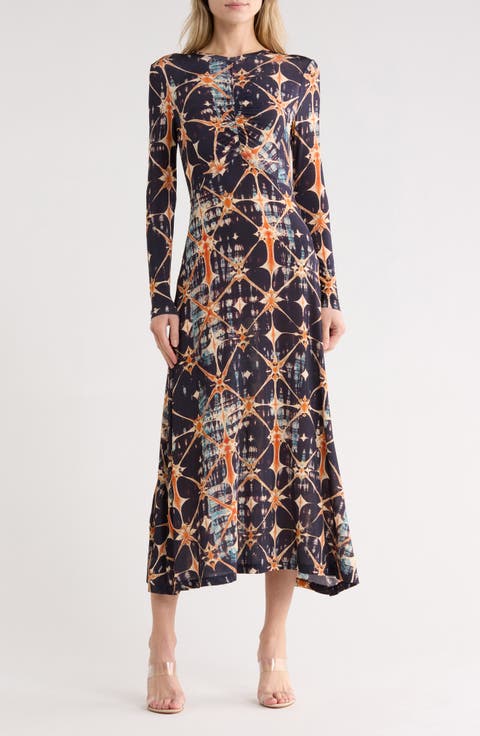 Naia Long Sleeve Ruched Midi Dress