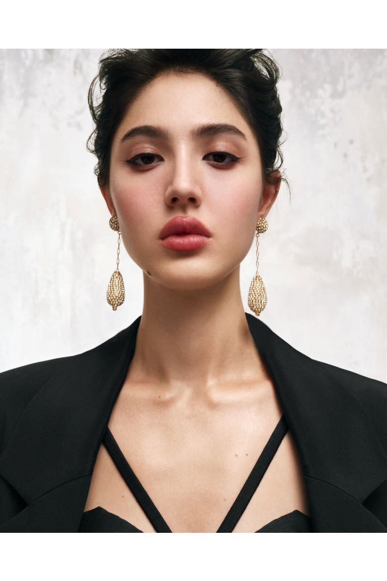 Marcelle Short Drop Earrings, Alternate, color, Gold