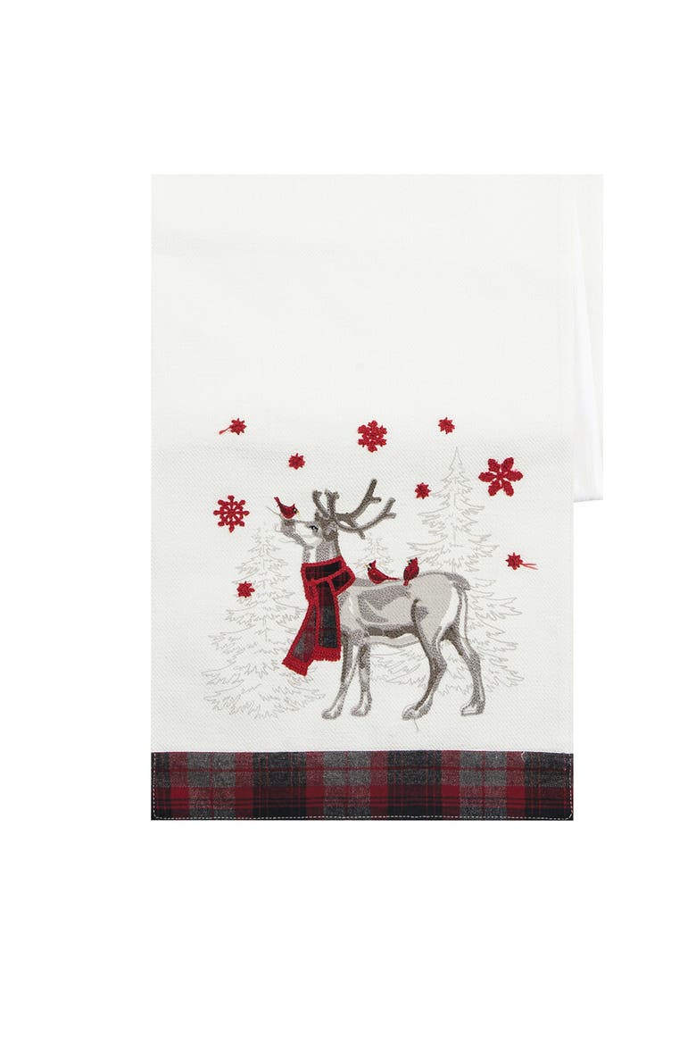 Frosty Reindeer in Scarves Christmas Table Runner 13" x 72", Alternate, color, Off-White