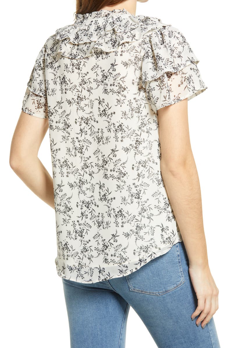 GIBSONLOOK Floral Flutter Sleeve Chiffon Top, Alternate, color, 