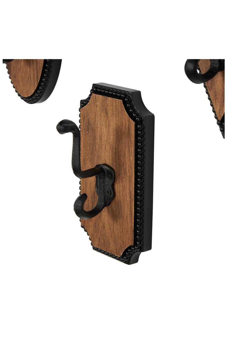 Farm House Set of 4 Wall Hooks, Alternate, color, BROWN