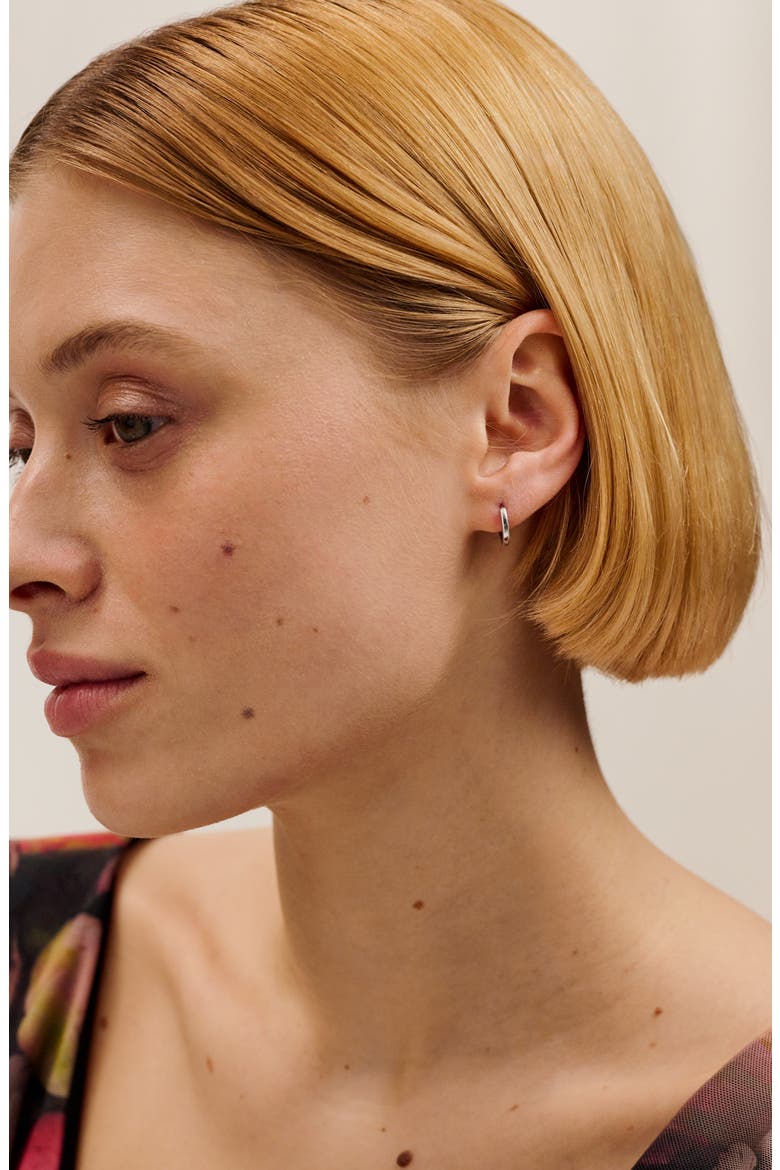 Crislie Logo Hoop Earrings, Alternate, color, SILVER TONE