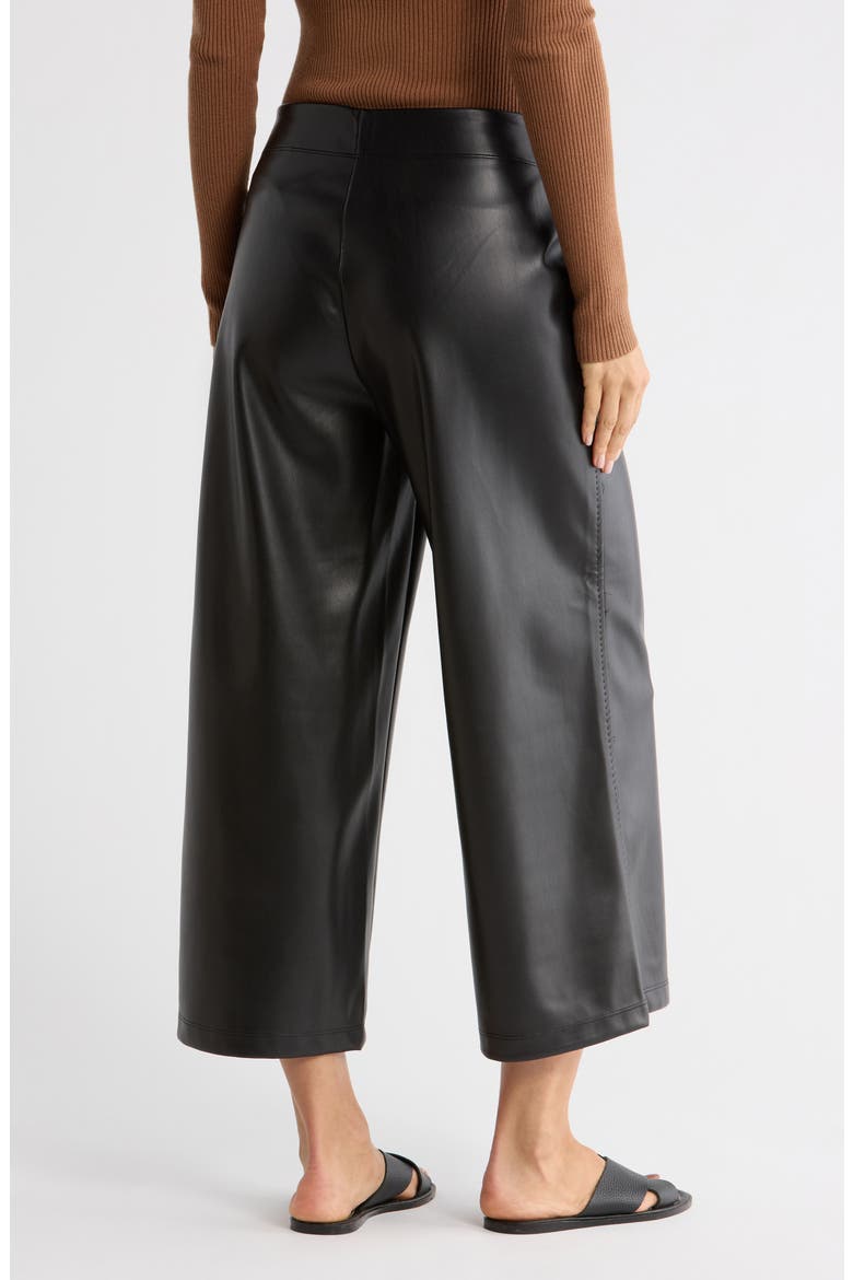 Faux Leather Crop Wide Leg Pants, Alternate, color, BLACK