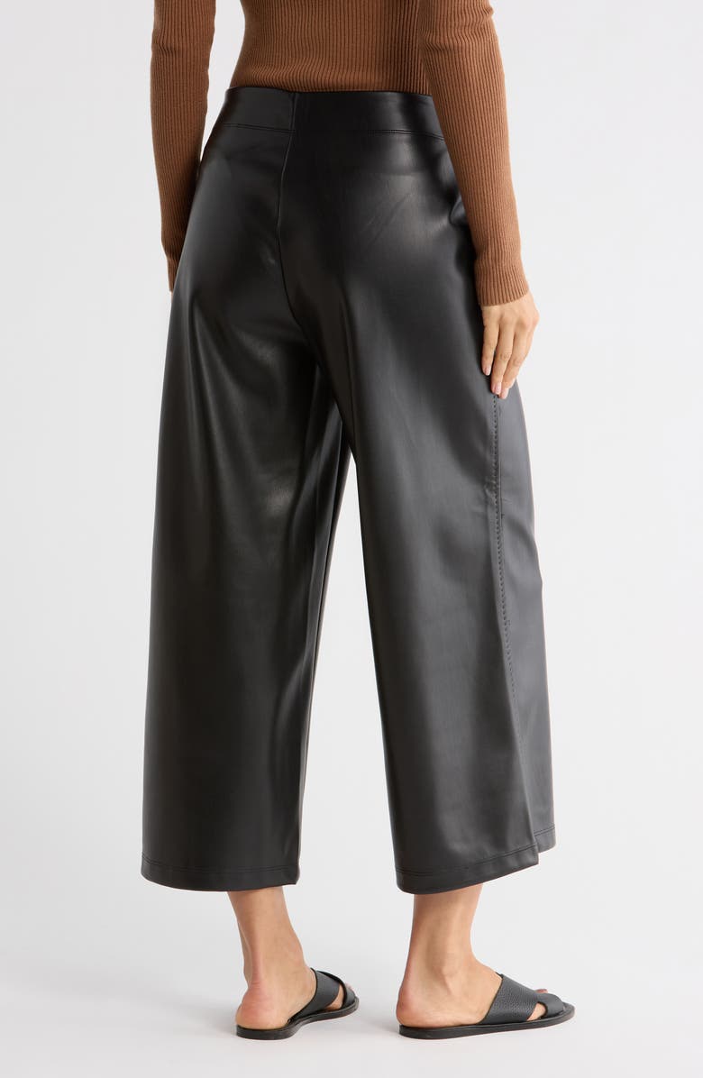 MAX STUDIO Faux Leather Crop Wide Leg Pants, Alternate, color, Black
