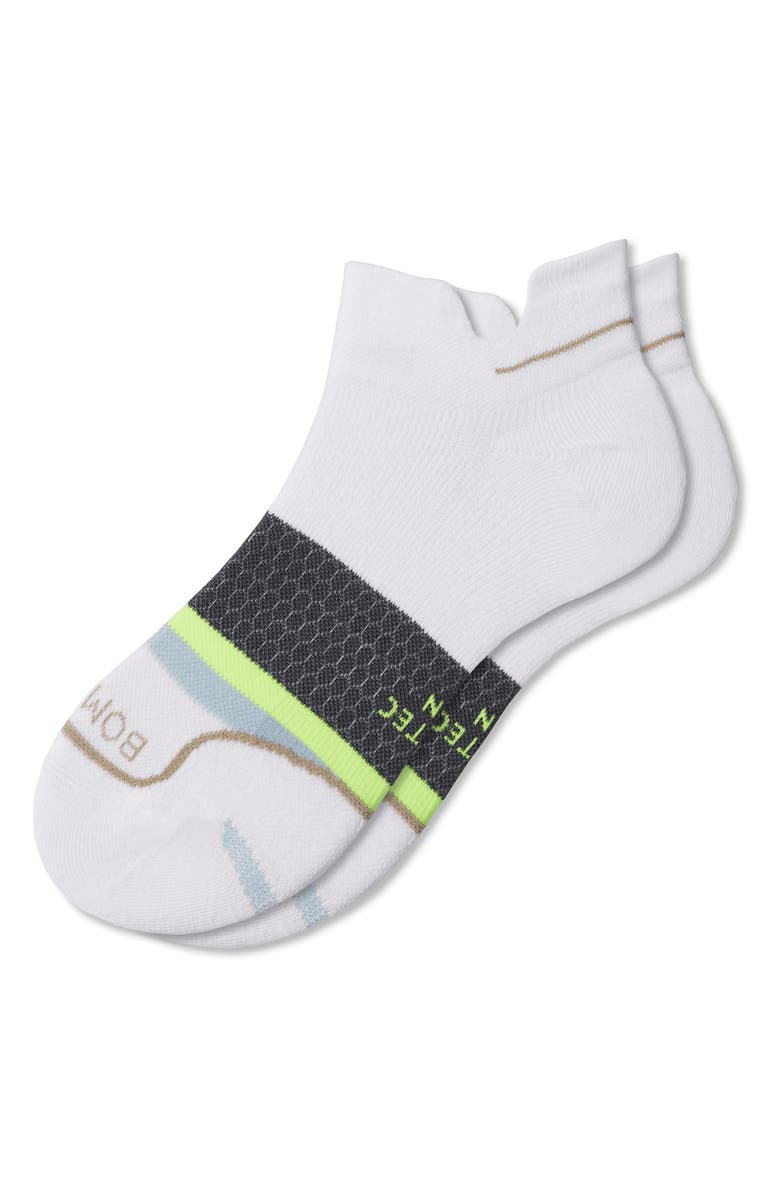 Bombas Stripe Running Ankle Socks, Main, color, White