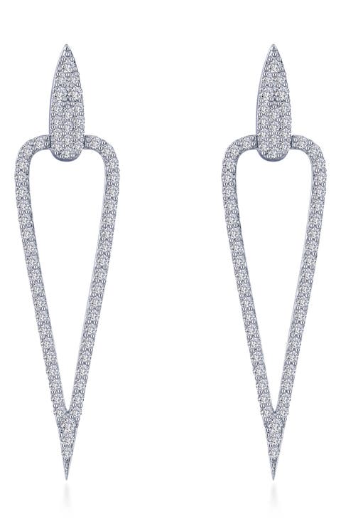 Simulated Diamond Inverted Triangle Drop Earrings