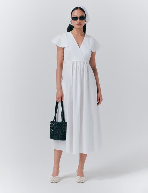 Eloise V-Neck Cotton Midi Dress