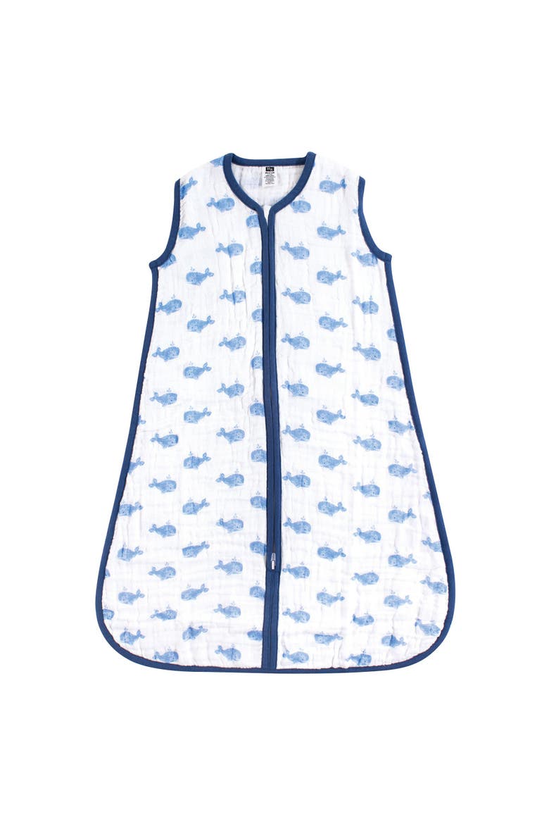 Sleeveless Muslin Cotton Wearable Sleeping Bag, Main, color, Blue Whale