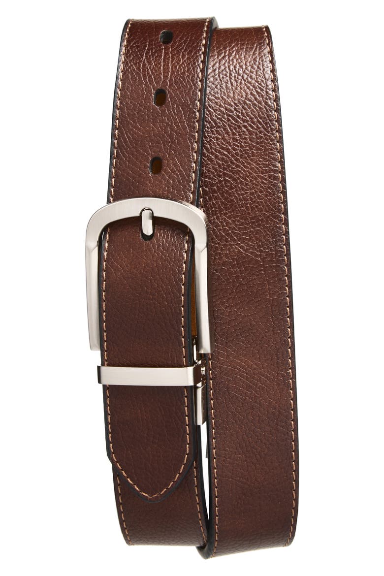 Faux Leather Belt, Main, color, BROWN