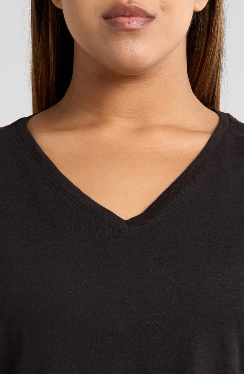 Eileen Fisher Easy V-Neck Organic Cotton T-Shirt, Alternate, color, Black