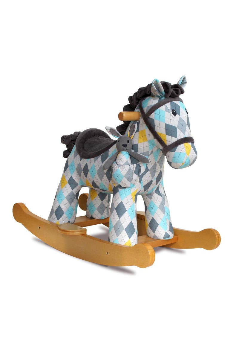 Lewis & Fitz Rocking Horse & Stuffed Animal, Main, color, BLUE PLAID