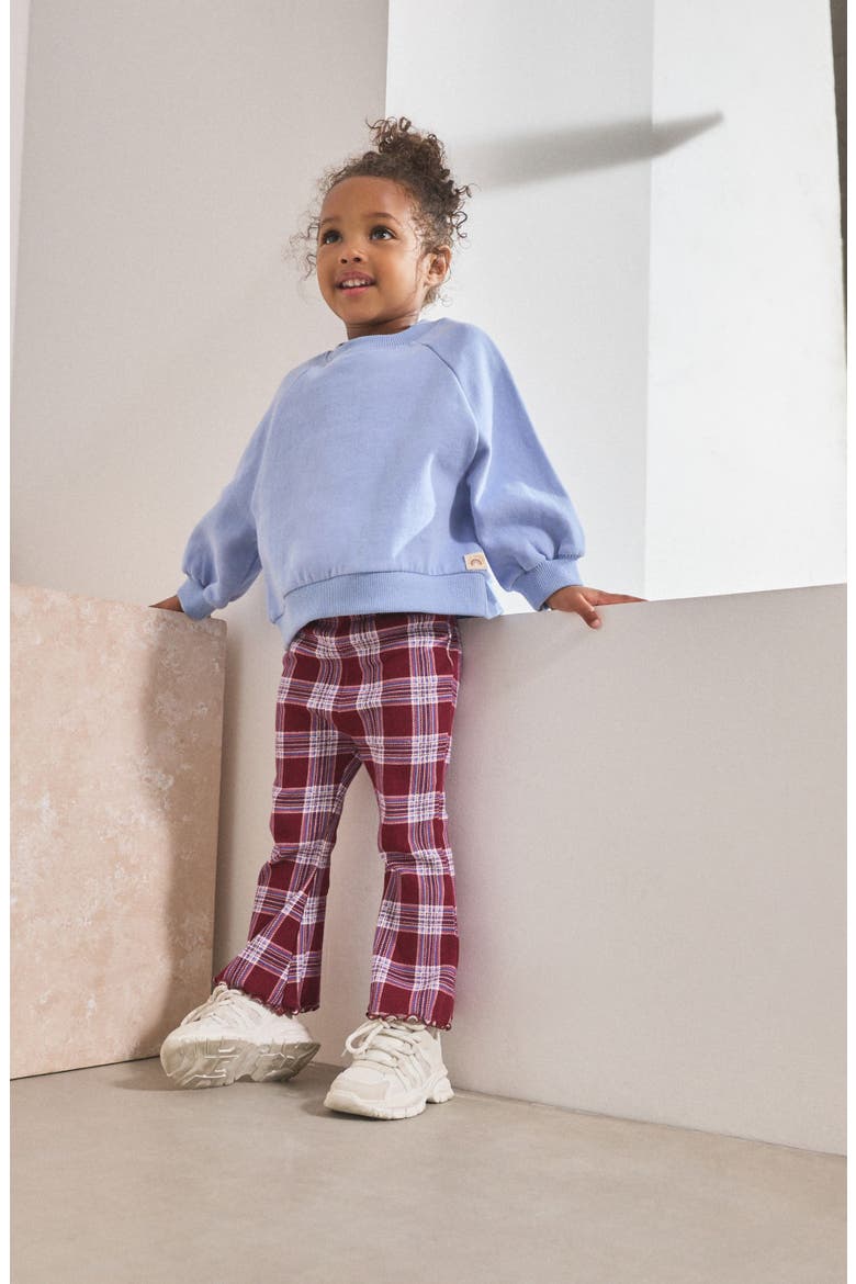 Kids' Check Rib Flare Leggings, Alternate, color, RED