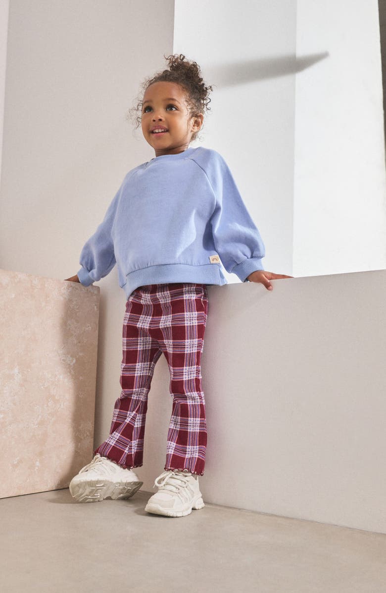 NEXT Kids' Check Rib Flare Leggings, Alternate, color, Red