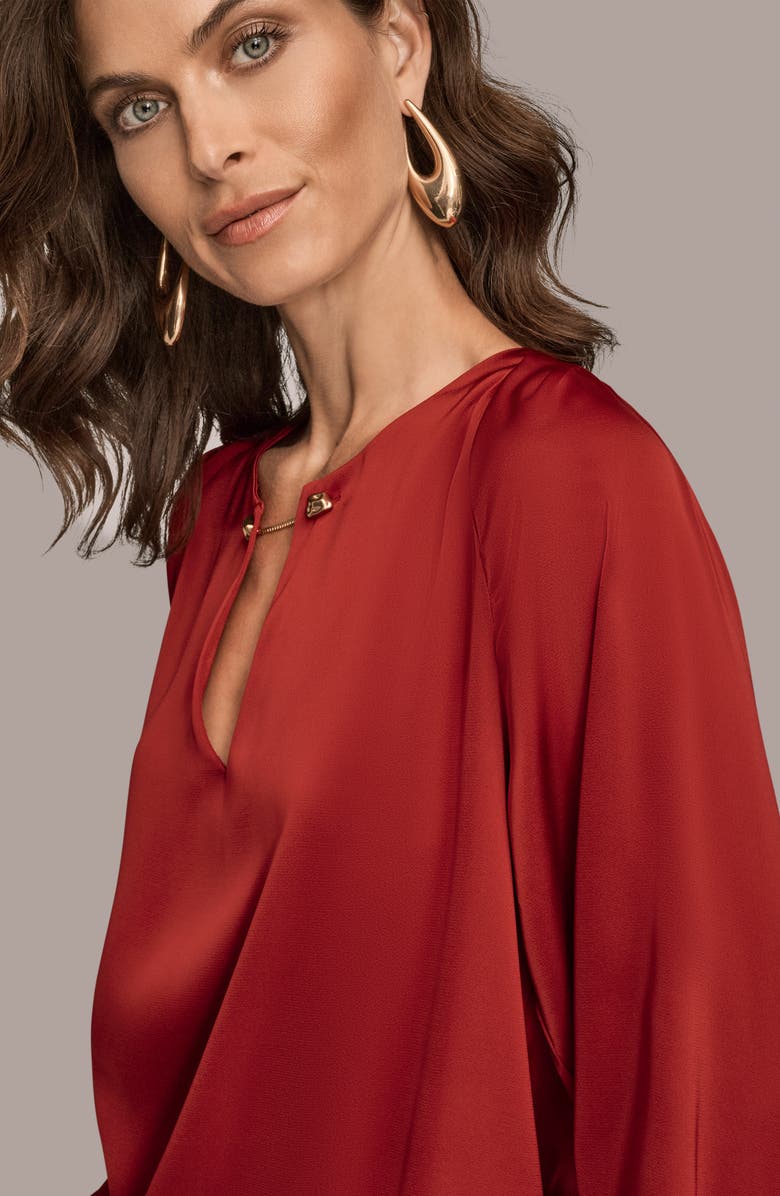 Donna Karan New York Chain Satin Top, Alternate, color, Metropolitan Red